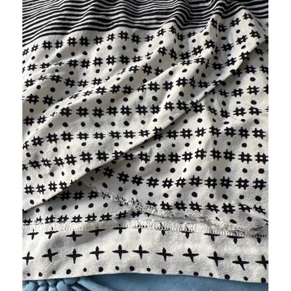 Madewell Silk Skirt Black White Hashtag Stripe Faux Wrap Tulip Mini Size Medium - Picture 9 of 9